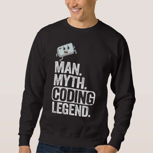 Man Myth Coding Legend CoderパパギークComputer Pro スウェットシャツ (正面)