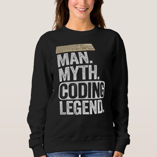 Man Myth Coding Legend CoderパパギークComputer Pro スウェットシャツ (正面)