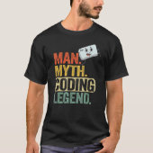 Man Myth Coding Legend CoderパパギークComputer Pro Tシャツ (正面)