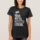 Man Myth Coding Legend CoderパパギークComputer Pro Tシャツ (正面)