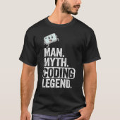 Man Myth Coding Legend CoderパパギークComputer Pro Tシャツ (正面)