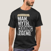 Man Myth Coding Legend CoderパパギークComputer Pro Tシャツ (正面)