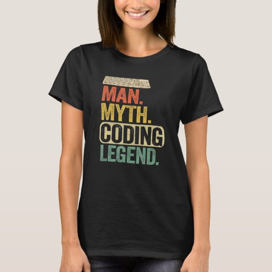 Man Myth Coding Legend CoderパパギークComputer Pro Tシャツ (正面)