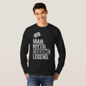 Man Myth Coding Legend CoderパパギークComputer Pro Tシャツ (正面フル)