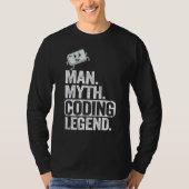 Man Myth Coding Legend CoderパパギークComputer Pro Tシャツ (正面)