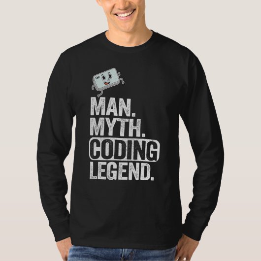 Man Myth Coding Legend CoderパパギークComputer Pro Tシャツ (正面)