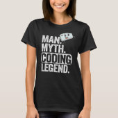 Man Myth Coding Legend CoderパパギークComputer Pro Tシャツ (正面)