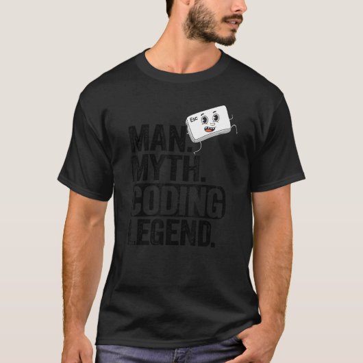 Man Myth Coding Legend CoderパパギークComputer Pro Tシャツ (正面)