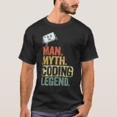Man Myth Coding Legend CoderパパギークComputer Pro Tシャツ (正面)