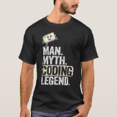 Man Myth Coding Legend CoderパパギークComputer Pro Tシャツ (正面)
