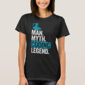 Man Myth Coding Legend CoderパパギークComputer Pro Tシャツ (正面)