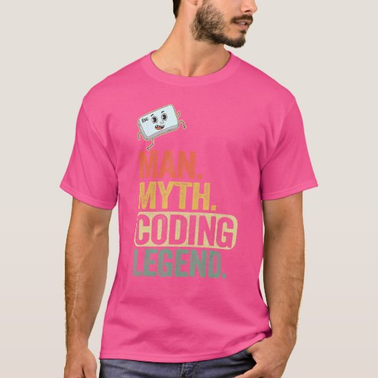 Man Myth Coding Legend CoderパパギークComputer Pro Tシャツ (正面)