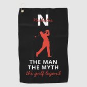 Man Myth Golf Legend Custom Name Monogram Golf ゴルフタオル (正面)