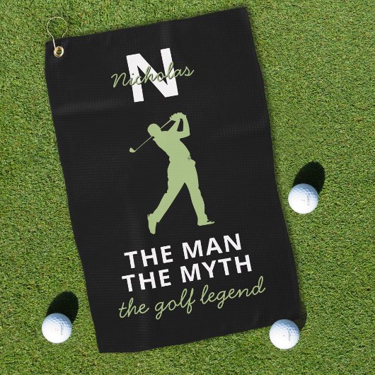 Man Myth Golf Legend Custom Name Monogram Golf ゴルフタオル