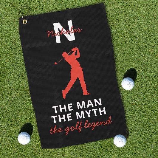 Man Myth Golf Legend Custom Name Monogram Golf ゴルフタオル