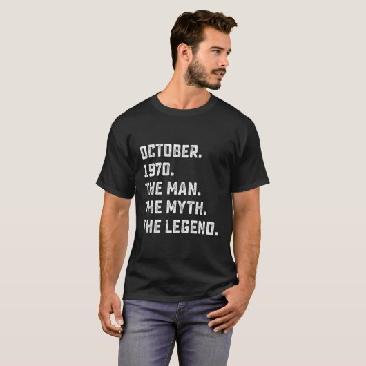 Man Myth Legend October 1970 53Rd Birthday Gift 53 Tシャツ (正面フル)
