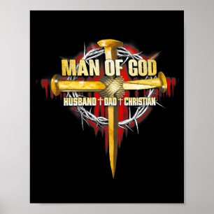 Man Of God Husband Dad Christian Jesus Apparel ポスター