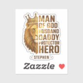Man of God Lion Crownデザイン – 夫,パパ シール (シート)