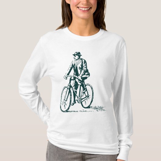 Man on a Bike - Dark Green Tシャツ (正面)