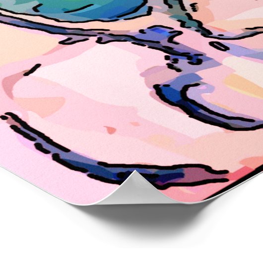 Man on Cell Phone Abstract, Matisse Style ポスター (角)