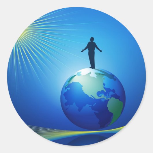 Man on Globe ラウンドシール (正面)