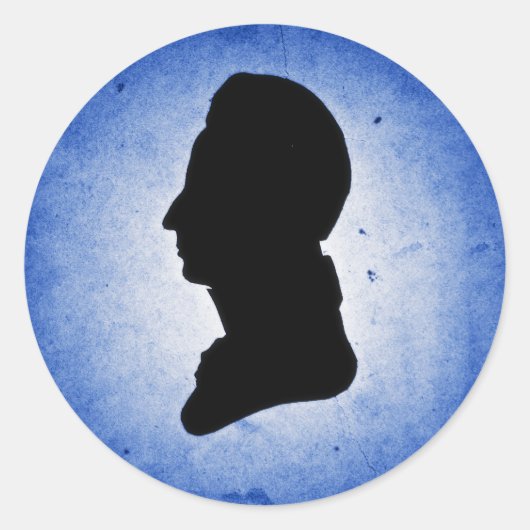 "Man Silhouette on Blue"スタンプ ラウンドシール (正面)
