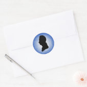 "Man Silhouette on Blue"スタンプ ラウンドシール (封筒)