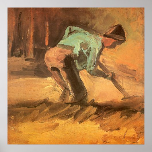 Man Stooping with Stick or Spade, Vincent van Gogh ポスター (正面)