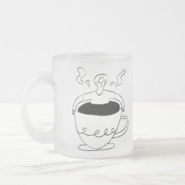 Man submerged in a cup of coffee フロストグラスマグカップ