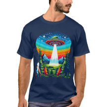 Man UFOブルーTシャツ