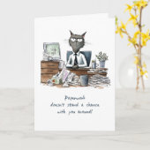 Man Volunteer Thank You Funny Cat at Desk Paper カード (黄色い花)