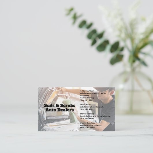 Man Washing Car | Auto Services 名刺 (スタンド正面)