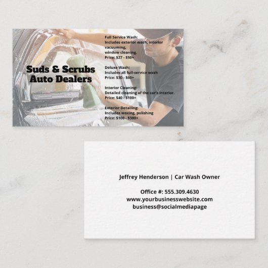 Man Washing Car | Auto Services 名刺 (正面/裏面)