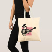 Man Wearing Beret Playing Acoustic Guitar トートバッグ (正面(商品))