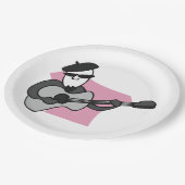 Man Wearing Beret Playing Acoustic Guitar ペーパープレート (アングル)