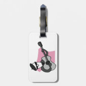 Man Wearing Beret Playing Acoustic Guitar ラゲッジタグ (裏面縦)