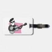 Man Wearing Beret Playing Acoustic Guitar ラゲッジタグ (裏面横)