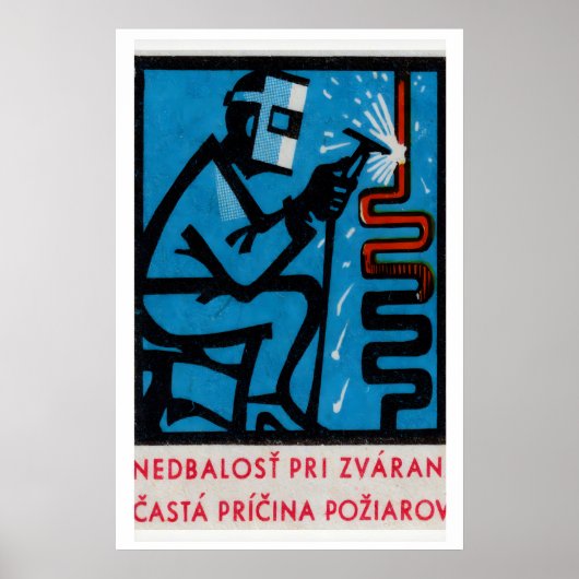 Man Welding - Matchbox Print - Czech Wall Art ポスター (正面)
