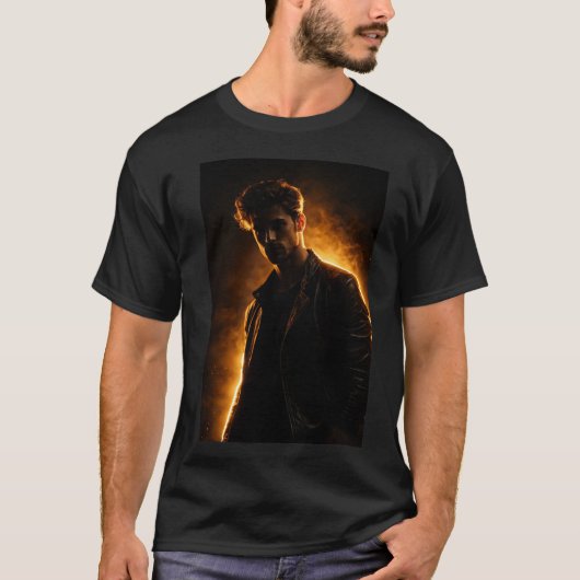 Man with golden light t-shirt tシャツ (正面)