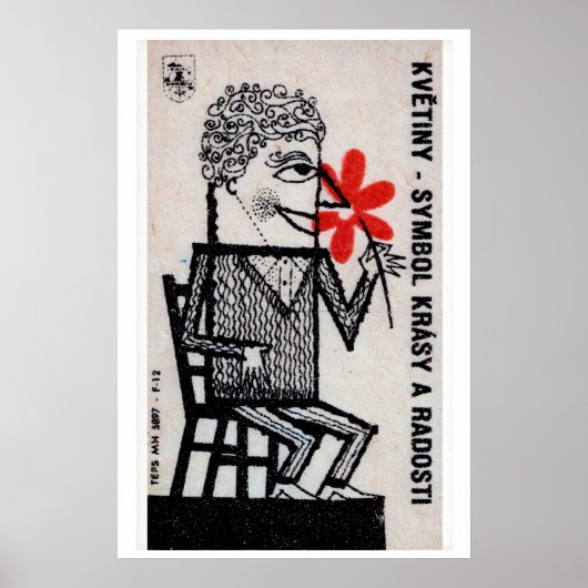 Man with Red Flowers - Matchbox Print - Czech Wall ポスター (正面)