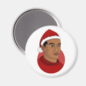 Man with Santa Claus hat cartoon マグネット (正面/裏面)