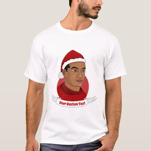 Man with Santa Claus hat cartoon Tシャツ (正面)