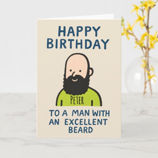 Man with wonderful beard カード (黄色い花)