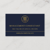 Management Consultant Blue Gold Logo QR Code 名刺 (正面)