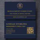 Management Consultant Blue Gold Logo QR Code 名刺