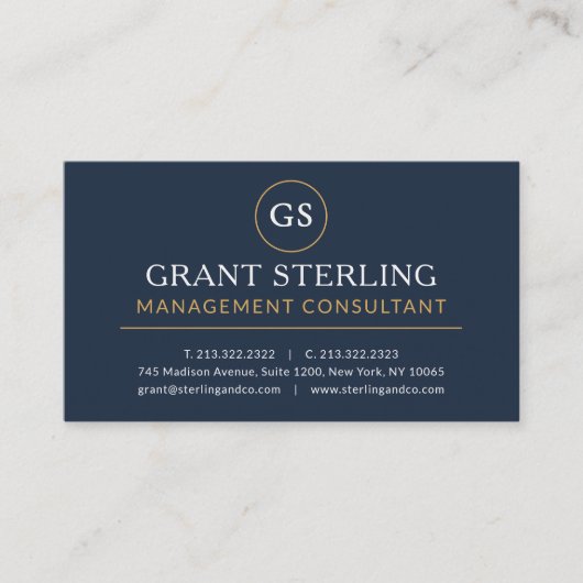 Management Consultant Navy Blue Gold Luxury 名刺 (正面)