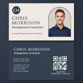 Management Consultant Photo QR Code Navy Blue 名刺