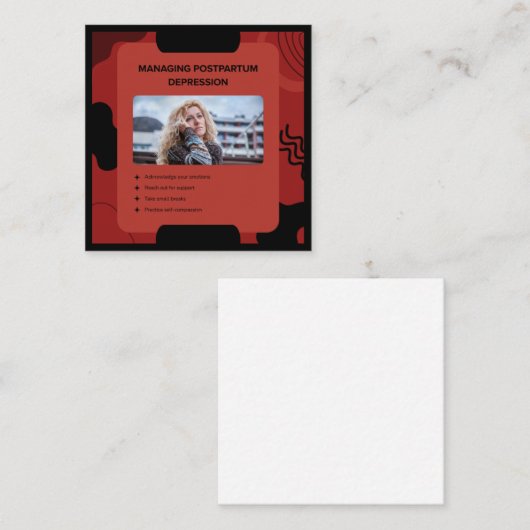 Managing Postpartum Depression Awareness Design スクエア名刺 (正面/裏面)