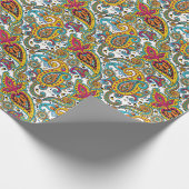 Manaraniの女王のペイズリーパターンターコイズのオレンジ ラッピングペーパー (角)