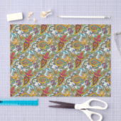 Manaraniの女王のペイズリーパターンターコイズのオレンジ 薄葉紙 (クラフト)